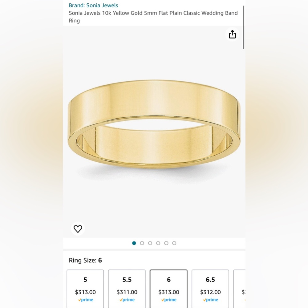 Sonia Jewels • 10kt Yellow Gold 5mm Flat Plain Classic Wedding Band • Size 6